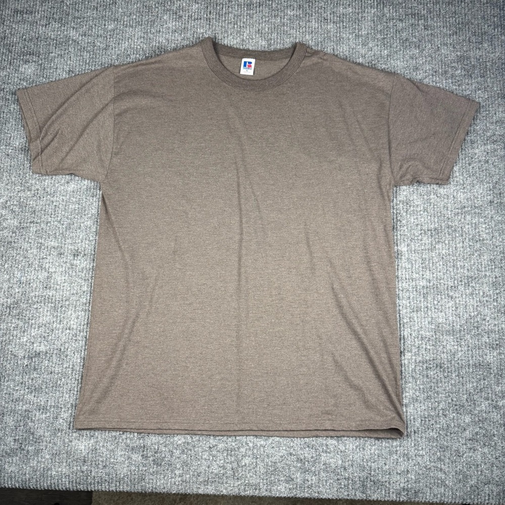 Vtg 90s Russell Athletic T Shirt Mens XL Cotton Blend Beige Crewneck Made in USA